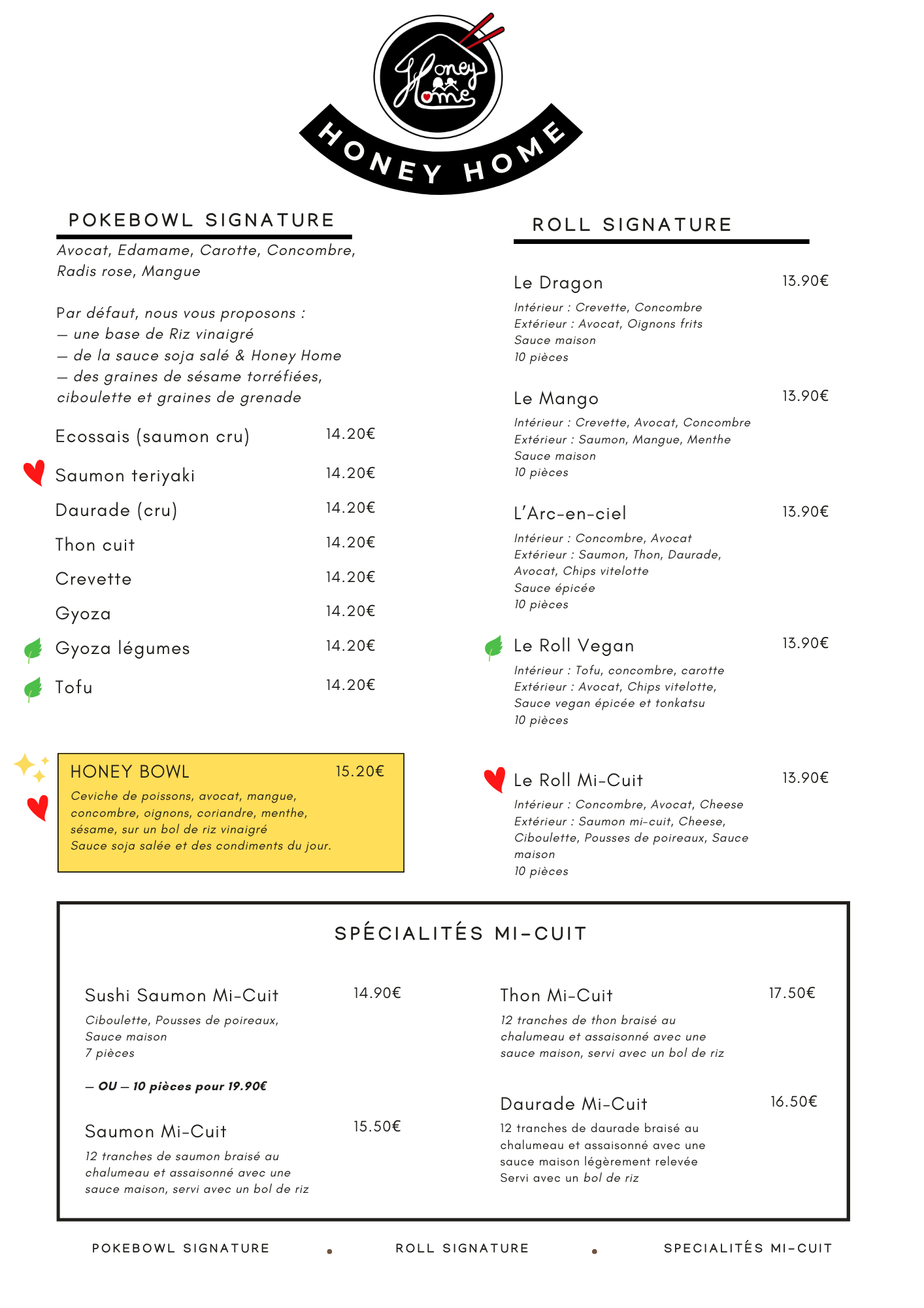 Notre menu