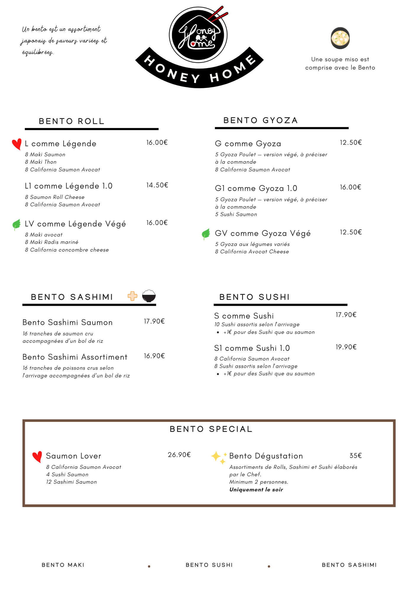 Notre menu