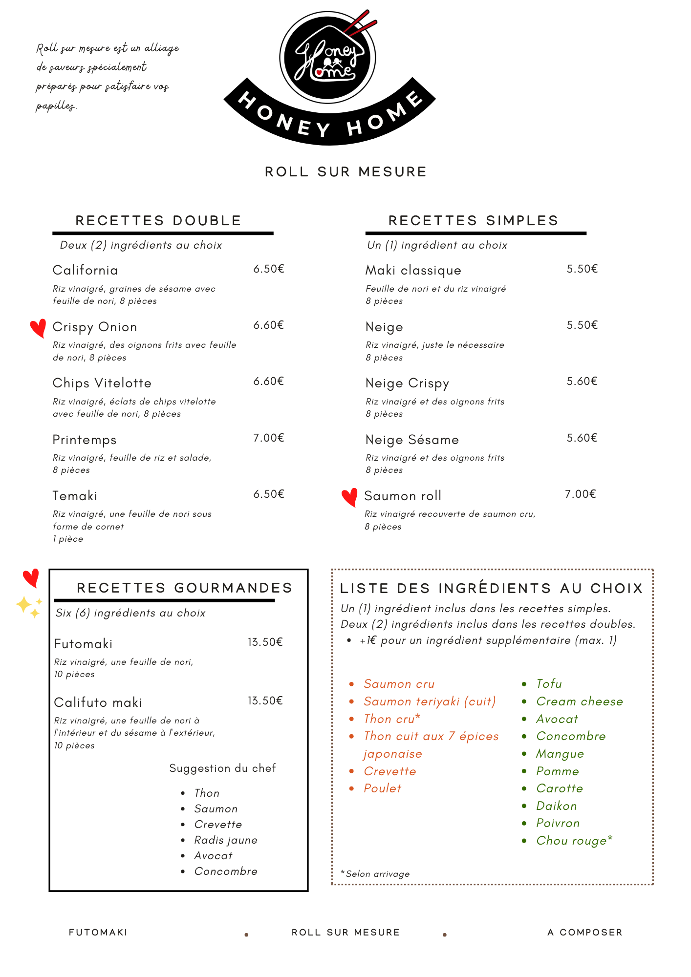 Notre menu