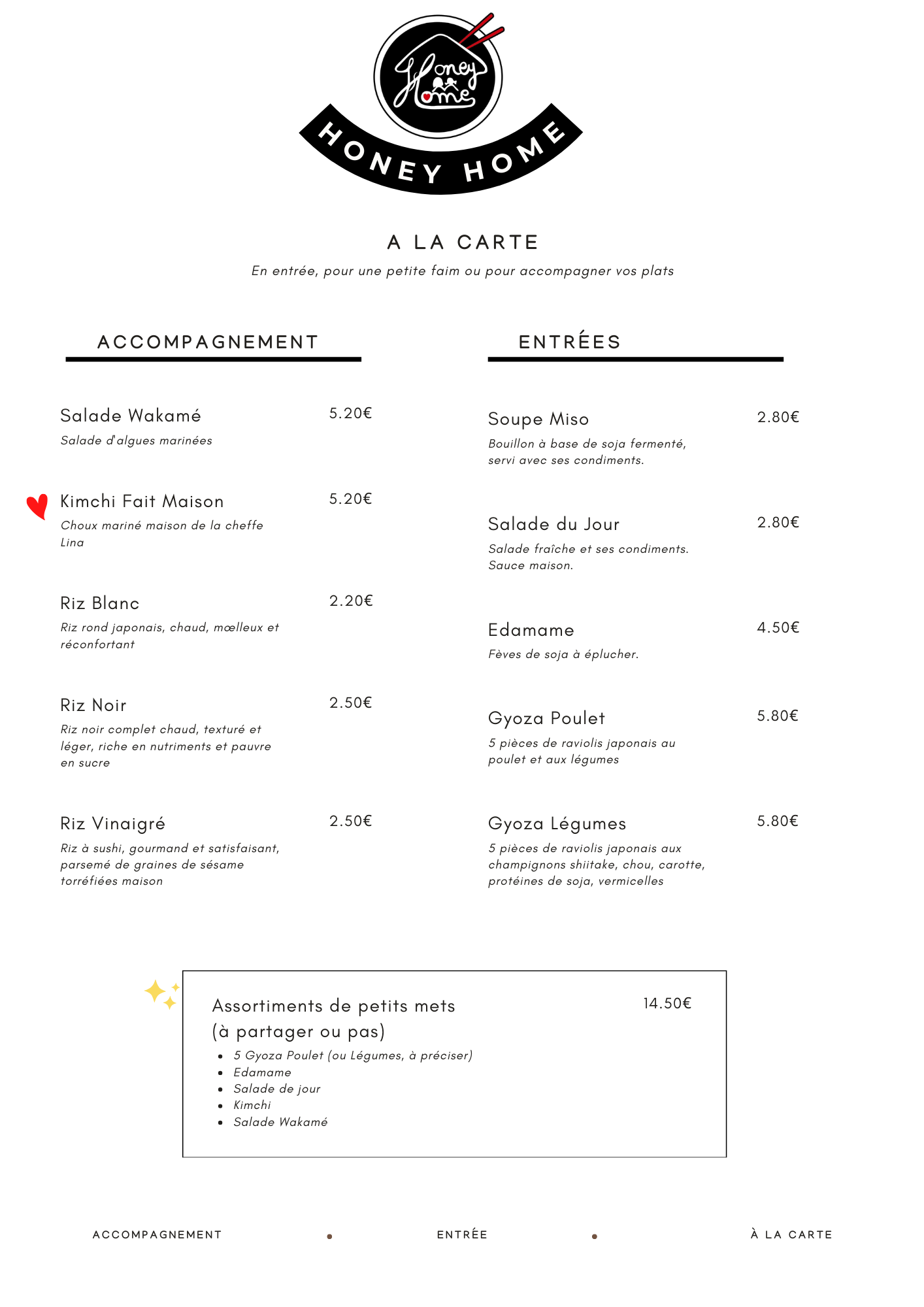 Notre menu